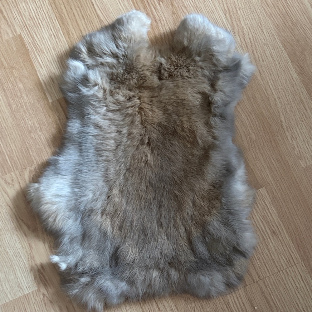 #0310 Brown Gray Rabbit Fur Pelt Craft Supply